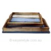 Slat Wooden Trays- Set of 2 